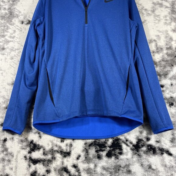 Nike Therma Fit Textured Fleece Mens Size Large Blue 1/4 Zip Casual Athleisure - Picture 4 of 13